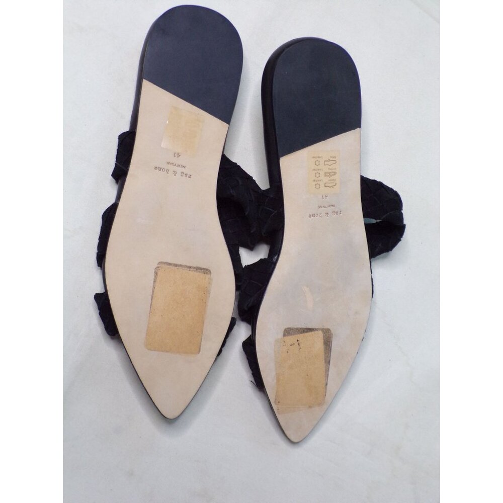 ๐ RAG & BONE Lewis Pointed Toe Woven Leather Slide Sandal Shoes 10.5 Black - Picture 10 of 10